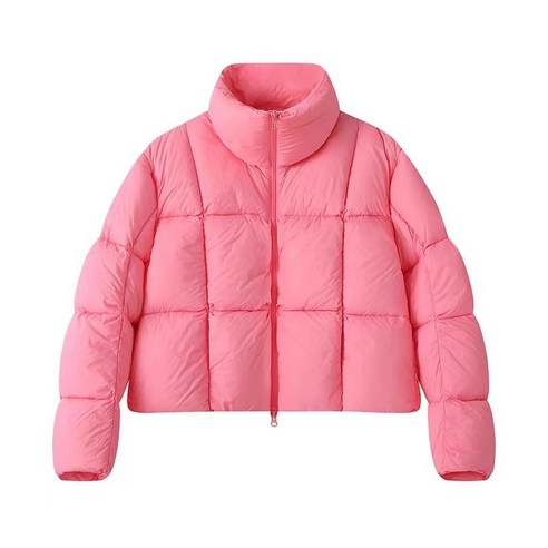 ANYOU 여성 숏패딩 오리털 경량 보온 코트, 겨울용, 핑크계열, 스타일리시한 룩
