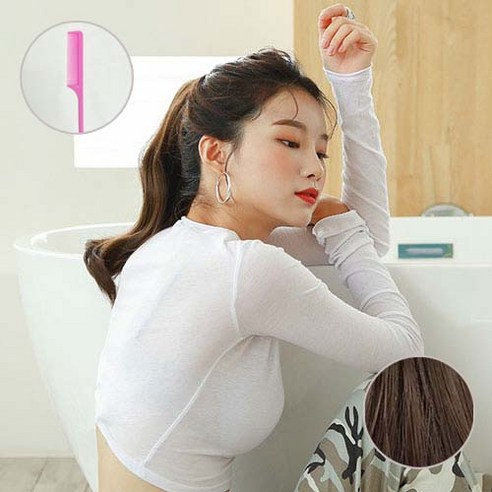 가발매니아 제니 32cm 2초포니 핀 포니테일(제디원사) 집게가발 묶음머리+꼬리빗1개, 초코브라운