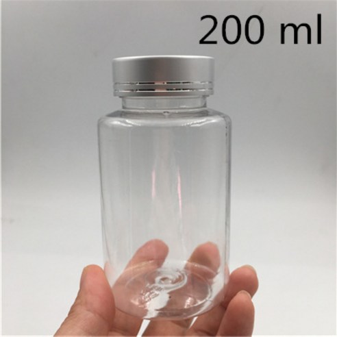 30ML 50ML 100ML 200ML 250ml 빈 투명 사탕 플라스틱 포장 병 실버 뚜껑 향신료 식품 밀봉 샘플 알약 용기 30 개, 200mlsilverlid