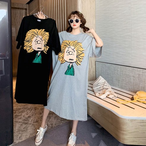 편안하고 스타일리시한 미쓰홍의 빅사이즈 반팔 원피스 잠옷 및 홈웨어