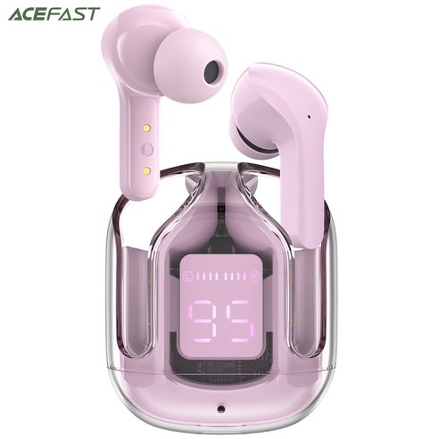 ACEFAST T6 블루투스 5.0 무선 이어버드 ENC 통화 소음 취소 스포츠 뮤직 이어폰, pink lotus