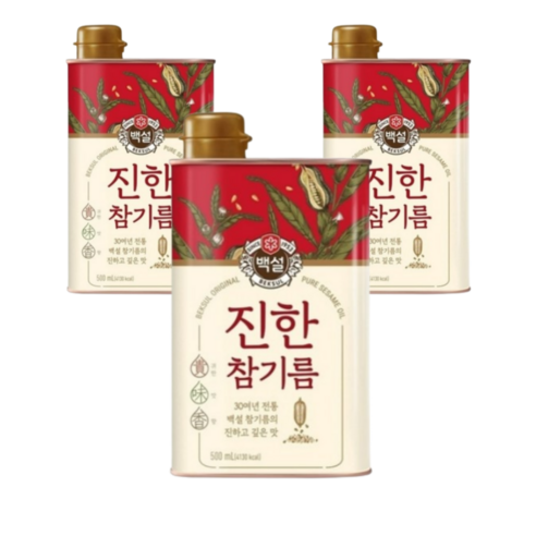 CJ제일제당 백설 진한 참기름 500ml X 3개