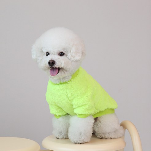 강아지옷 팝플레이 겨울 양털 티셔츠(M~9XL) 중형견 대형견 옷, 네온 그린