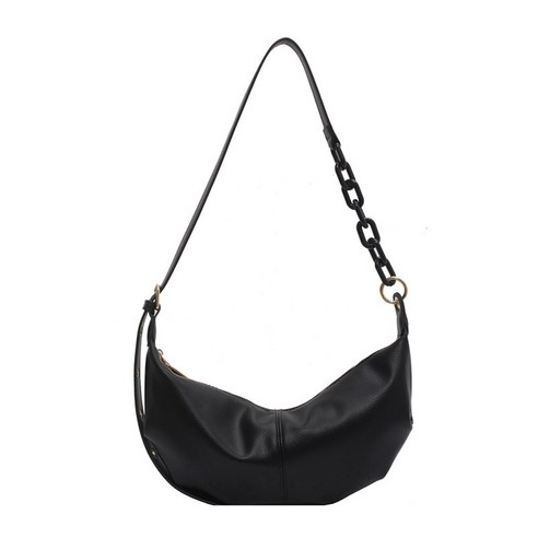 여성 부드러운 PU 핸드백 여성을위한 빈티지 크로스 바디 가방 고체 쇠사슬 숄더 가방 여성 (블랙)