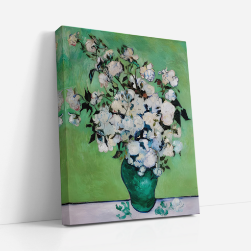 아트앤코 인테리어 캔버스 액자 50x40cm, 반고흐 분홍 장미가 있는 꽃병