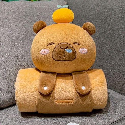 동물 캐릭터 낮잠 담요 쿠션 인형, 카피바라A, 1.0M*1.7M