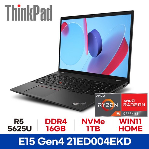 레노버 2022 ThinkPad E15 G4 15.6 라이젠5 라이젠 5000 시리즈, Black, 1TB, 16GB, WIN11 Home, 21ED004EKD