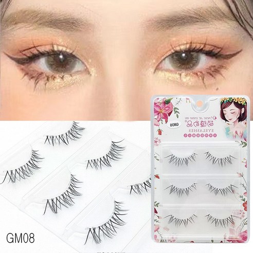 속눈썹 핸드메이드 인조속눈썹 연장 /셀프속눈썹 /3D/가닥속눈썹/속눈썹연장/아이래쉬/인형속눈썹/ 사은품증정, GM08, 1