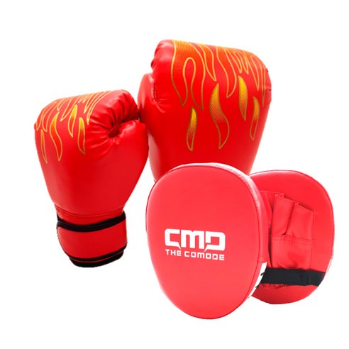 선물 불꽃 펀치 레드 주먹 키즈복싱 세트 권투 글러브 조카 남아 여아 구디백 놀이, 불꽃 글러브(레드)+일반미트(레드X2)