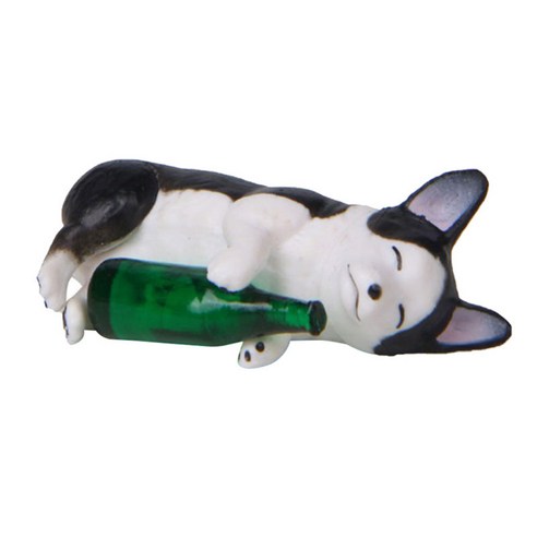 귀여운 Corgi Huskie 개 소형 인형 집 장식 분재 화분 장식, 녹색 병 Huskie, 4.4x1.4cm, 플라스틱
