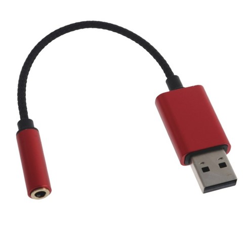 USB 3.5mm 잭 마이크 헤드셋 어댑터 사운드 카드 TRRS 4 극 지원 Aux 케이블, Red, 02 Red, 1개