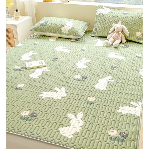 마이핏베개  썸머 냉각 라텍스 얼음 시트 3피스 신형 전자혼, T17-럭키토끼-헐크 라텍스 돗자리 베개커버, C04-1.5m5 피트 침대