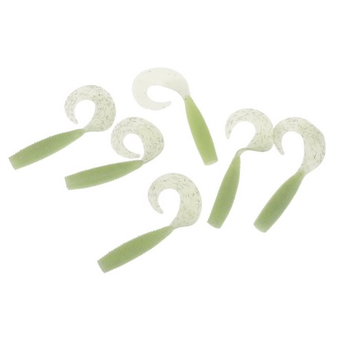 6Pcs 소프트 미끼 낚시 미끼 Capuchin 구더기 Grub Worm, 60mm, Noctilucent 골드, 실리카 젤