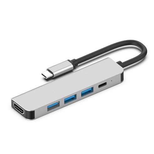 Retemporel USB 3.1 Type-C 허브-HDMI 어댑터 4K Thunderbolt 3 C 허브(3개의 PD 87W 포트 포함) Huawei MacBook Pro용, 1개, 스페이스 그레이