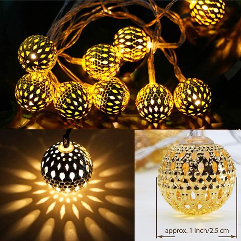 [LF] 태양광 아웃도어 모로코 램프 가든 샹들리에 장식, 8m 40LEDs_Warm