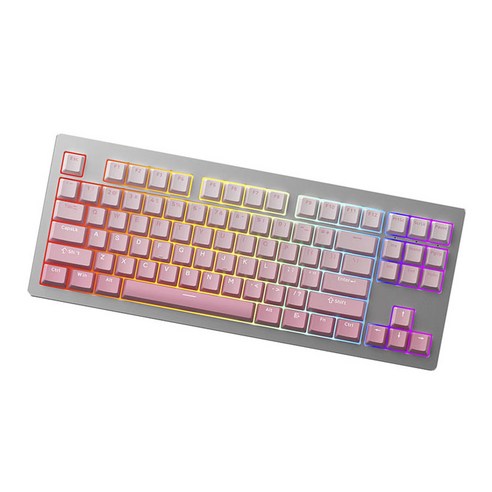 몬스긱 M3W 그라데이션 3가지 모드 RGB 기계식 OEM 87 키 핫스왑 유선 키보드, 화이트 + 핑크, V3 프로(밀크블루축), 텐키리스