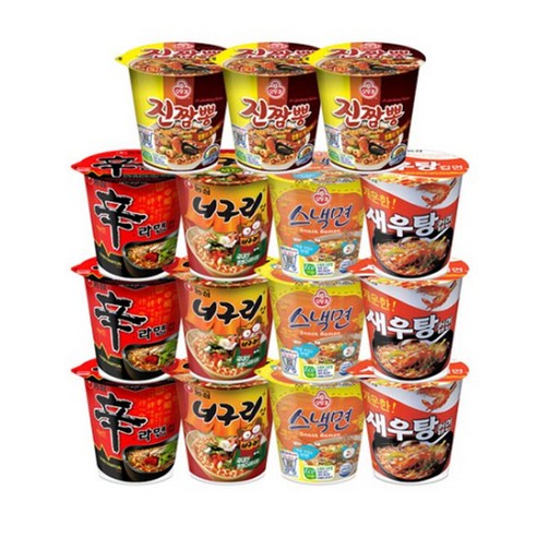 메리박스 소컵라면세트 15개(신라면3+얼큰한너구리3+새우탕3+진짬뽕3+스낵면3), 1세트