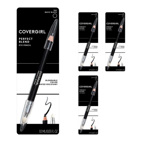 커버걸 퍼펙트 블렌드 아이 펜슬, Basic Black, 4개