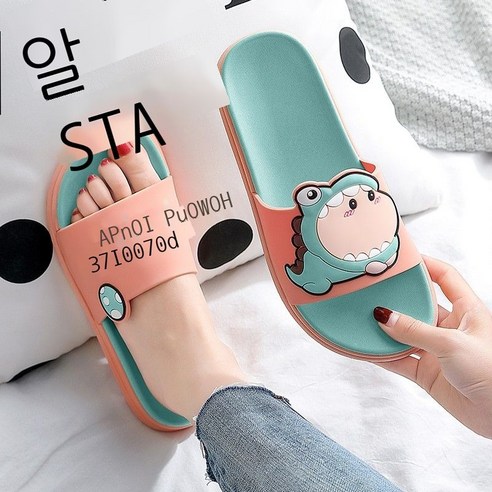 백모 경신 서늘한 슬리퍼 남자 여자 가족 만화 귀엽다 편안하다 부드러운 베이스 커플 미끄럼 방지 모래사장 욕실 슬리퍼 핑크 250/38-39 (37-38에 적합)
