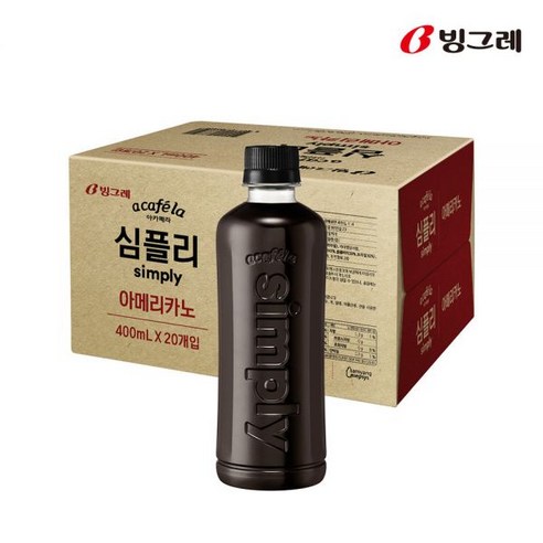 빙그레 아카페라 심플리 아메리카노 400ml 20개입 X 2박스, 심플리 디카페인 20개입 X 2박스, 2개