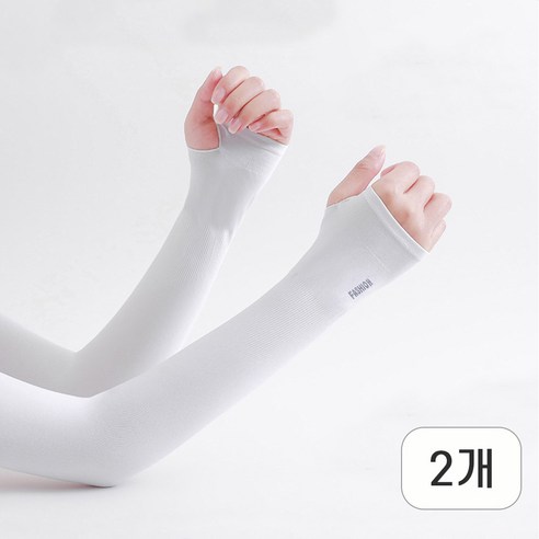 ROYKEEN UV 자외선 차단 골프 팔토시 쿨토시 손등커버형, 2개, 화이트