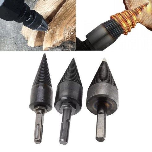 장작 쪼개기 145x30mm 탄소강 블랙스틸 원뿔형 비트, 삼각샹크, 1개