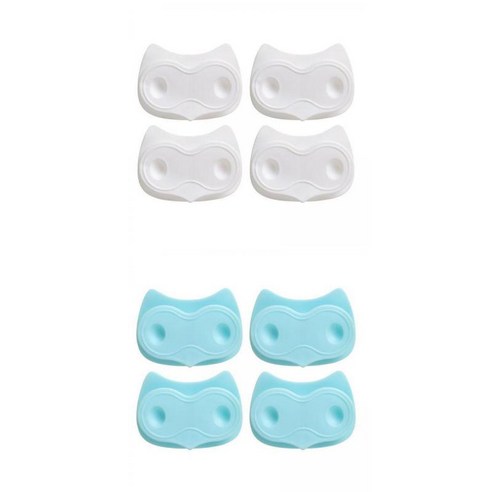 8x 벽 보관 조직 후크 선반 케이블 관리 홈 자동 접착, 화이트+라이트 블루, 6.5x4.5cm, 플라스틱