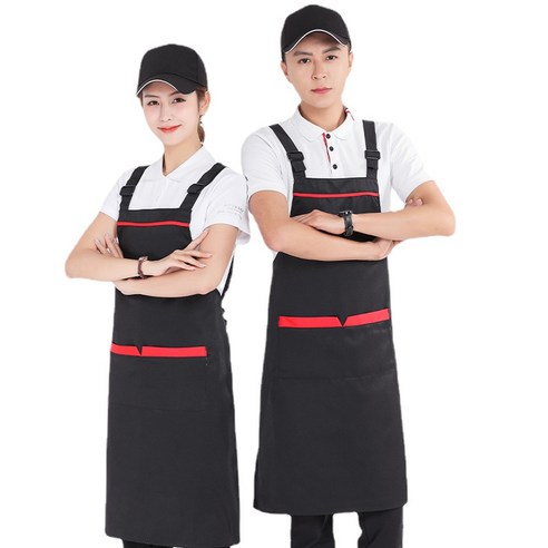 ANKRIC 방수앞치마 앞치마 카고 포켓 앞치마 내장 패션 제인작업복을 예약하다., 블랙