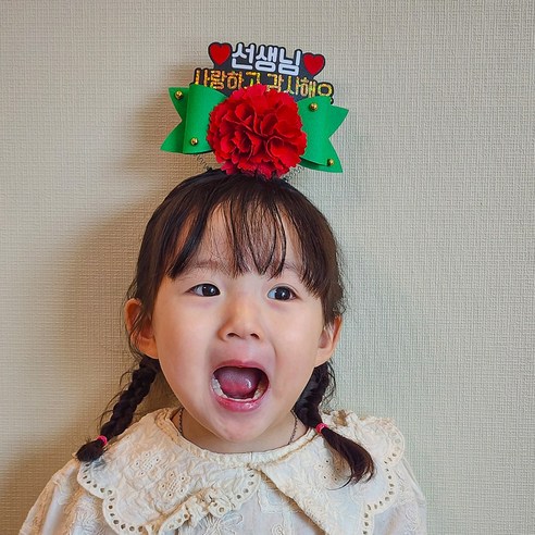 리멤버무드 어버이날 스승의날 생신 생일 카네이션 토퍼 머리띠, 선생님/사랑하고감사해요, 1개