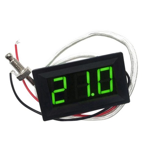 조사 -30~800C 온도를 가진 파랗고/녹색/빨간 LED DC12V 디지털 온도계, 녹색, 48x29x23mm, 설명