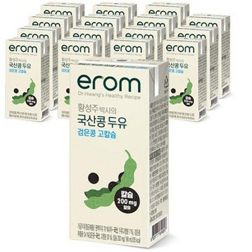   이롬 황성주 국산콩 검은콩 고칼슘 두유, 190ml, 20개