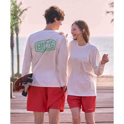 빅로고 래쉬가드 긴팔 수영복 남자 여성 비치웨어 (7color), 2XL, 아이보리