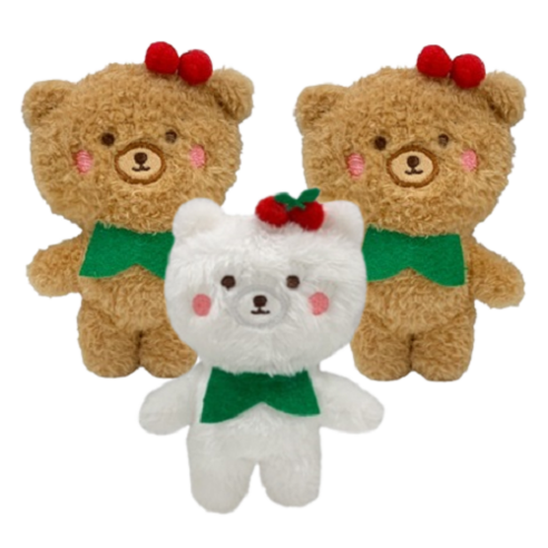 [3개] 체리온 곰돌이 토끼 키링 3종세트, 흰색곰1개+갈색곰2개