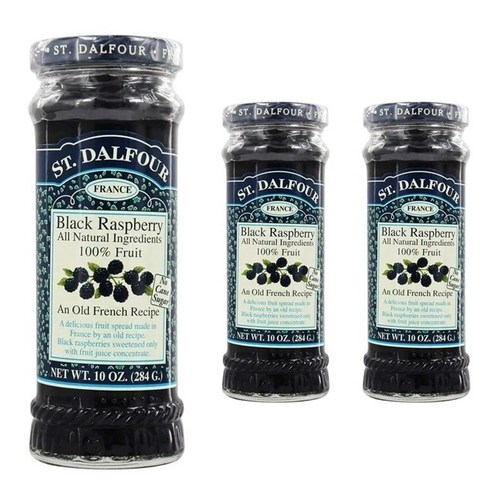 샹달프 디럭스 블랙 라즈베리 스프레드 과일잼 284g 무지방, 블랙 라즈베리 (Black Raspberry), 3개