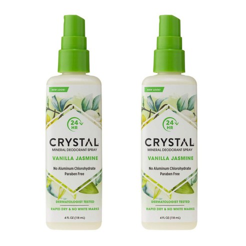 크리스탈 에센스 미네랄 데오드란트 바디 스프레이 바닐라 재스민 향, 118ml, 2개
