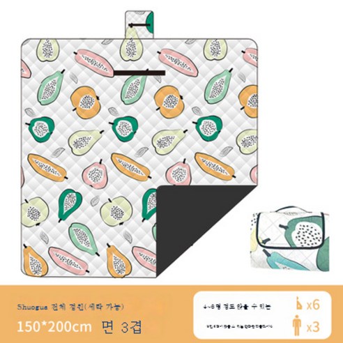 DFMEI 딸기 피크닉 매트 야외 방습 매트 캠핑 봄나들이 식포 피크닉 매트 비치 워터프루프입니다., D초음파 모과 1.5*2m입니다