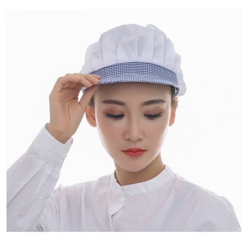 네오어패럴 주방 반망사 창모자 2개, 블루체크 2개