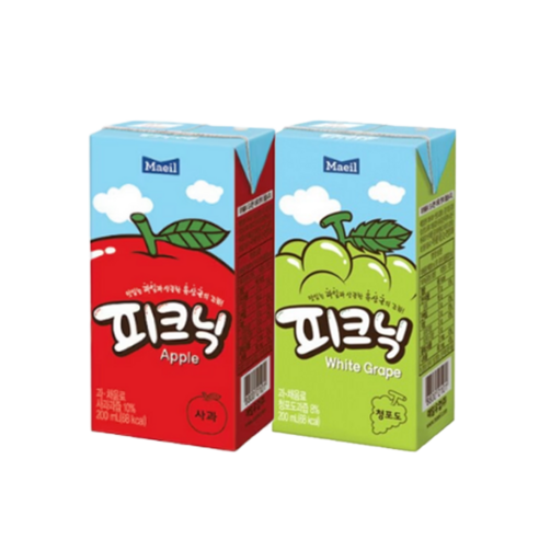 매일유업 피크닉 200mlx24팩/사과/청포도, 1세트, 200ml, 피크닉 사과 12팩+피크닉 청포도 12팩