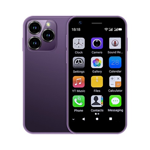 SOYES XS16 Mini Android 10.0 스마트폰 4G 네트워크 3GB RAM 64GB ROM 3.0" 디스플레이 5MP 카메라 듀얼 SIM, Purple