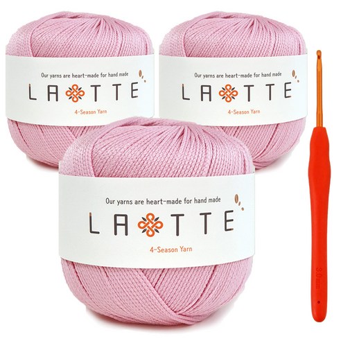 라떼(65g)x3볼+모사용코바늘5/0호(3.0mm), 11_파스텔핑크