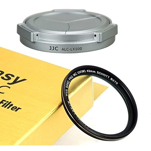 Fotasy JJC 블랙 ACLX100 자동 자체 유지 보호 렌즈 캡 파나소닉 루믹스 LX100 / II/ 라이카 D-LUX Typ 109 7 LX100II Mark II M2 D, Silver_Auto Cap