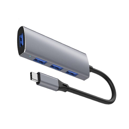 4 in 1 USB C 허브 전화 하드 디스크 카메라 알루미늄 스캐너 3 USB 2.0, 실버 그레이, 78.5x29.5x12mm, 알루미늄 합금
