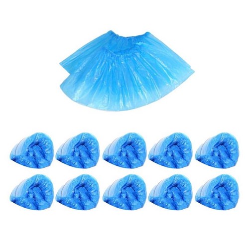 100pcs 일회용 플라스틱 신발 커버 청소 오버 슈즈 보호-블루 15x37cm, 폴리에틸렌, 블루