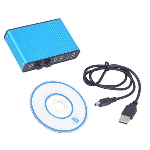사운드 카드 서라운드 어댑터 컨버터 SPDIF 5.1 오디오 4 채널 USB 2.0 노트북 녹음, 파란색, {"사이즈":"89x59x20mm."}, {"수건소재":"ABS 플라스틱"}