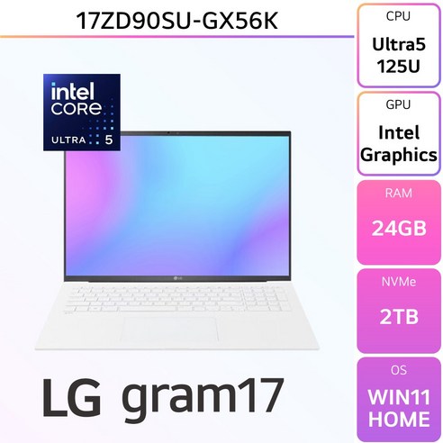 LG전자 2024 그램17 17ZD90SU-GX56K, WIN11 Home, 40GB, 1TB, 스노우화이트