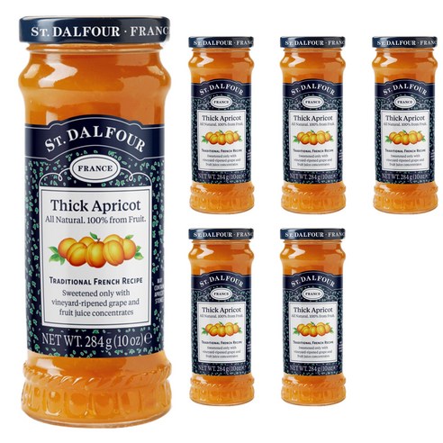샹달프 디럭스 스프레드 과일잼 284g, 살구 (Thick Apricot), 6개