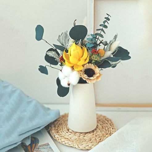 용성 꽃 진짜 꽃 말린 꽃 빛 럭셔리 자연 공기 건조 꽃다발 장식, 말린 꽃 가방, A668 (병 포함)