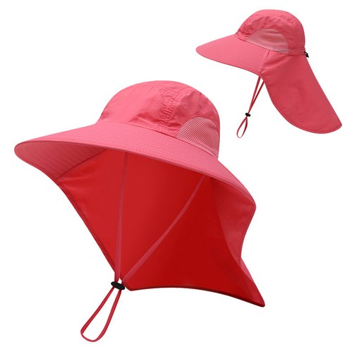 XIHAMA 사파리모자 메쉬 모자 낚시 등산 야외운동 하이킹 모자 마스크포함, 레드