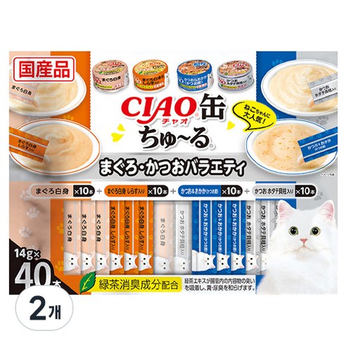 이나바 챠오캔 츄르 버라이어티, 참치&가다랑어, 80개