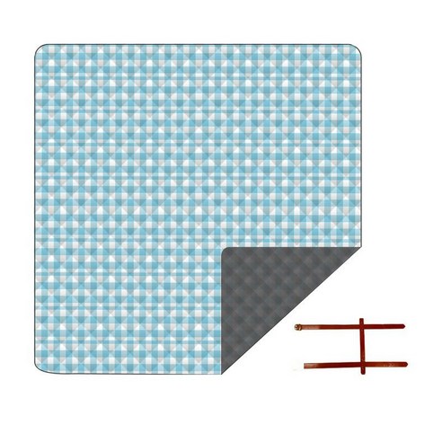 초음파 세탁 가죽 2*2m 쿠션 두꺼운 야외 방습 쿠션 쿠션, 200*200cm, 블루 체크 핸들